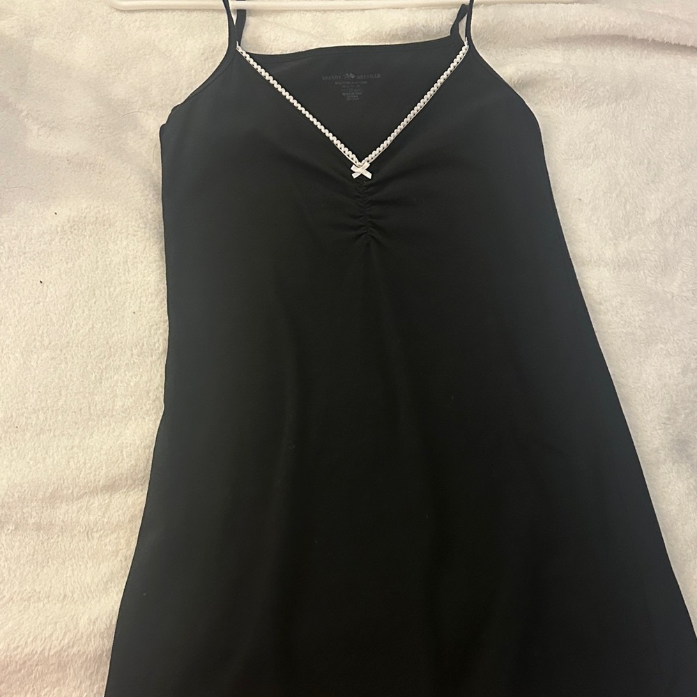 Brandy melville Black Spaghetti Strap Dress with bow Detail